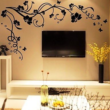 DIY Wall Stickers Flower Tree Branches Washable Wall Decals , Grey