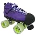 Sure Grip Rebel Derby Rookie Package Purple Leather Boots with Atom Poison Wheels Bones Reds Bearings Toe Caps Gum Drop Derby Stops and Green Laces Mens Boys Ladies Womens Girls Kids Youth Senior Junior Speed Skates