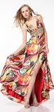191 FLORAL SATIN EVENING SEQUIN PROM DRESS