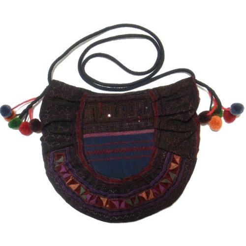 モン族古布ぼんぼん付きポシェット monbag114