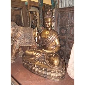 BUDDHA BUDDH ABHAYA MUDRA garden statue BRASS INDIA 5'
