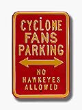 Steel Parking Sign: &acute; CYCLONE FANS PARKING: NO HAWKEYES ALLOWED &acute; - B0001LSHLM