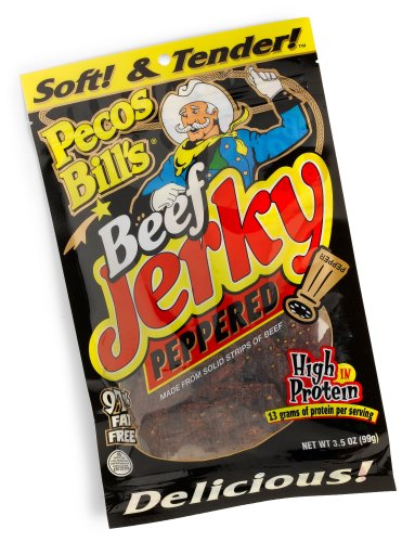 Pecos Bills Peppered Beef Jerky, 3.5-Ounce Packages (Pack of 6) by Pecos Bills