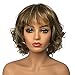 Aimole Short Curly Hair Blonde/Auburn Natural Wigs Women Synthetic Capless Wig