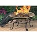 CobraCo FB6102 Round Cast Iron Brick Finish Fire Bowl with Screen and Cover