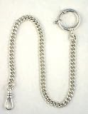 Dueber 10 Solid Sterling Silver Pocket Watch Chain with Spring Ring - USA