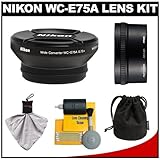 Nikon WC-E75A Wide Angle Converter Lens for Coolpix P7000, P7100 Digital Camera with UR-E22 Lens Adapter Ring + Cleaning Kit