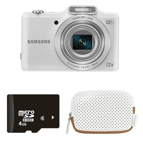 Samsung WB50F 16.2MP Smart WiFi Digital Camera with 4GB Card and Case (White)