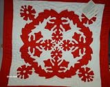 Hawaiian Red Hibiscus Quilted Wall Hanging 18 W/ Dowel