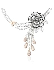 Diamond 18k Two Tone Gold Flower Necklace