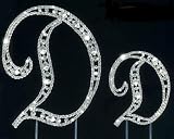 Swarovski Crystal Monogram Cake Topper Vintage Style - Letter D