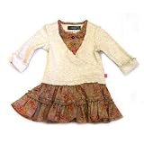 Jean Bourget - Taupe print dress with attached ballerina top
