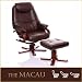 Leder Relaxsessel, Liegesessel “The Shaolin” mit Hocker, Nussbraun