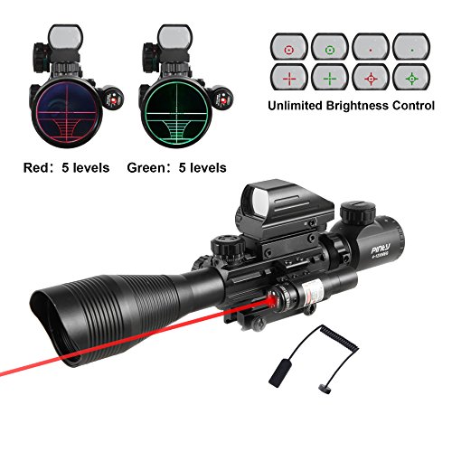 Pinty AR15 Rifle Scope 412x50EG Rangefinder Mil Dot Tactical Reticle