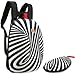 ZIPIT Carrying Case (Backpack) for Accessories, Sunglasses, Eyeglasses - Black, White - Scratch Resistant Interior - Fabric - printed pattern, Swirls - Shoulder Strap