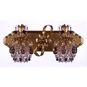 Schonbek 1255-26AM French Gold Amber Rondelle Crystal Two Light Down Lighting Colored...