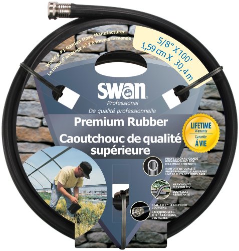 Swan Premium Rubber SNCPM58100 Heavy Duty 5/8-Inch by 100-Foot Black Water Hose