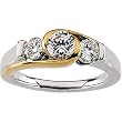 14K Two-Tone Gold Diamond Three-Stone Band - 1.00 Ct.