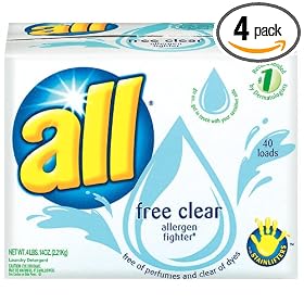 All Laundry Detergent, Powder, Free Clear Allergen Fighter, 40-Load Boxes (Pack of 4)