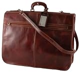 IMAGE OF BROWN ITALIAN LEATHER TRAVEL GARMENT BAG SUITCASE LUGGAGE MADE IN ITALY (TL30179)