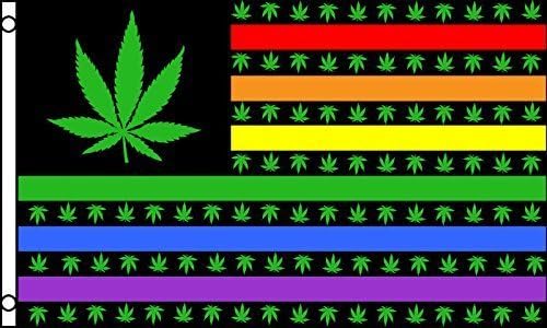 RAINBOW MARIJUANA USA STARS Flag Gay Pride Lesbian LGBT 3x5 Polyester by Afrizona