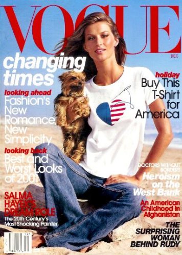 Vogue Magazine - December 2001: Gisele Bundchen Cover, Salma Hayek, Daniel Day-Lewis & More