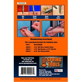 SpringTools CA198 3 Piece Woodworking Set with Nail Starter, Nail Set, Wood Chisel, Center Punch by Spring Tools