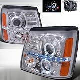 02-06 CADILLAC ESCALADE LED HALO PROJECTOR CHROME CLEAR HEAD LIGHTS by Spec-D Tuning