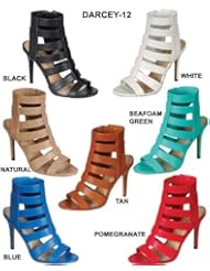 Shoes: Breckelles Womens Open Toe Strappy Pumps White PU 8.5