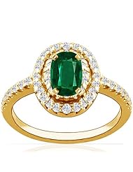 18K Yellow Gold Cushion Cut Emerald Ring With Sidestones (GIA Certificate)
