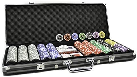 500 14g Ultimate Poker Chip Set Clay Composite with Gun Metal Aluminium Case