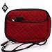 Quilted Neoprene Sleeve Case for HP PhotoSmart 935 Digital Camera, With External Compartment Pocket. Color: Sangria Red + NuVur ™ Keychain (FGL2ZZ3R1)