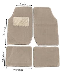 Eurow Tan Premium Plush Pile Carpet Floor Mat - 4 Piece