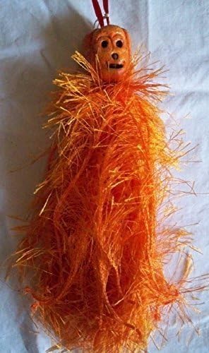Handmade, Halloween, Pumpkin, Jack O Lantern, Tassel, Ornament, Hand Painted, Hand Sculpted, #1