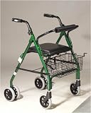 ` Rollator 4-Wheel w/Padded Seat Push-Down Brakes Red New 6 casters with soft-grip tires are ideal