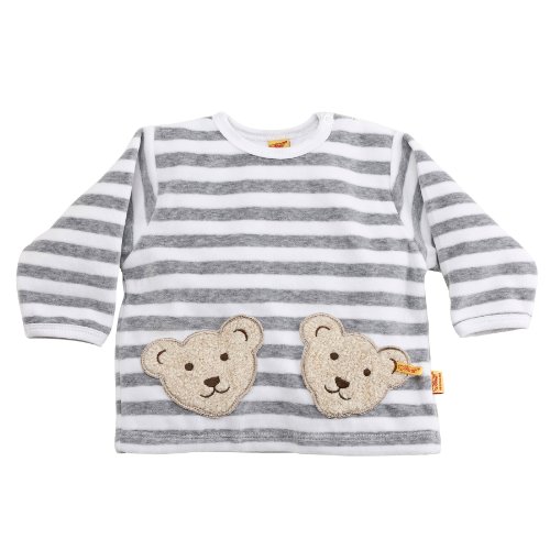 Steiff Unisex - Baby Sweatshirt, gestreift Doppelb&auml;ren Shirt 0002891, Gr. 68, Grau (softgr Preisvergleich