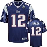2012 Super Bowl XLVI BLUE Jerseys New England Patriots #12 Tom Brady NFL Authentic Jersey size 52/XL