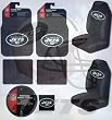 New York Jets NFL 7pc Auto Accessories Combo Set Front & Rear Floor Mats, Seat Covers & Steering Wheel Cover
