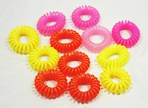 Noonies 12 Pcs Assorted Color Small Solid-4 Square Rubber Swirl Hair Ties with round edges