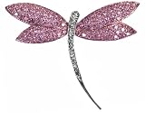 Studio 925 Carribean Pink Sapphire CZ Dragonfly Sterling Silver Pin