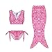 3pcs Fancy Children Swimmable Mermaid Tail Swimsuit Set Bikini