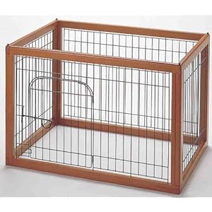 Richell Wood Pet Pen 90-60, Autumn Matte Finish