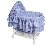 Rocking Cradle Bassinet - Blue Gingham