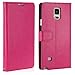 Note 4 Case, LK Galaxy Note 4 Wallet Case, Luxury PU Leather Case Flip Cover with Card Slots Pockets & Stand For Samsung Galaxy Note 4, Hot Pink