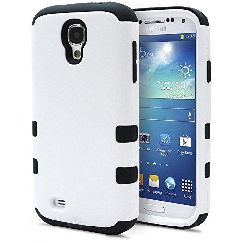 Galaxy S4 Case, MagicMobile® Hybrid Impact Shockproof Cover Hard Armor Shell and Soft Silicone Skin Layer [ White - Black ] with Screen Protector and Stylus