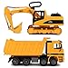 Toy To Enjoy Excavator & Dump Truck Toy for Kids (Set of 2) â€“ Moveable Claw & Lifting Back â€“ Garbage Truck & Bulldozer Digger â€“ Construction Vehicle for Kids & Children