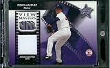 2002 Leaf Rookies & Stars View Masters Pedro Martinez Game Worn Jersey #ed/100 Boston Red Sox Baseball Card - Mint Condition - In Protective Screwdown Case!
