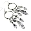 Silvertone Leaves Charm Dangle Earrings Fashion Jewelry