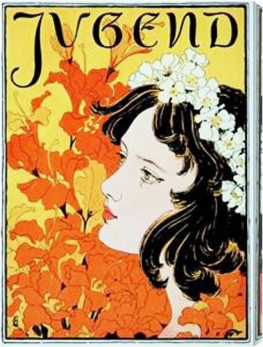 Jugendstil (German Art Nouveau) Poster AZV00905 metal painting