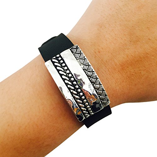 Charm to Accessorize the Fitbit Flex and Other Fitness Trackers - The THOMPSON Engraved Metal Charm to Dress Up Your Favorite Fitness Tracker (Silver, Fitbit Flex)